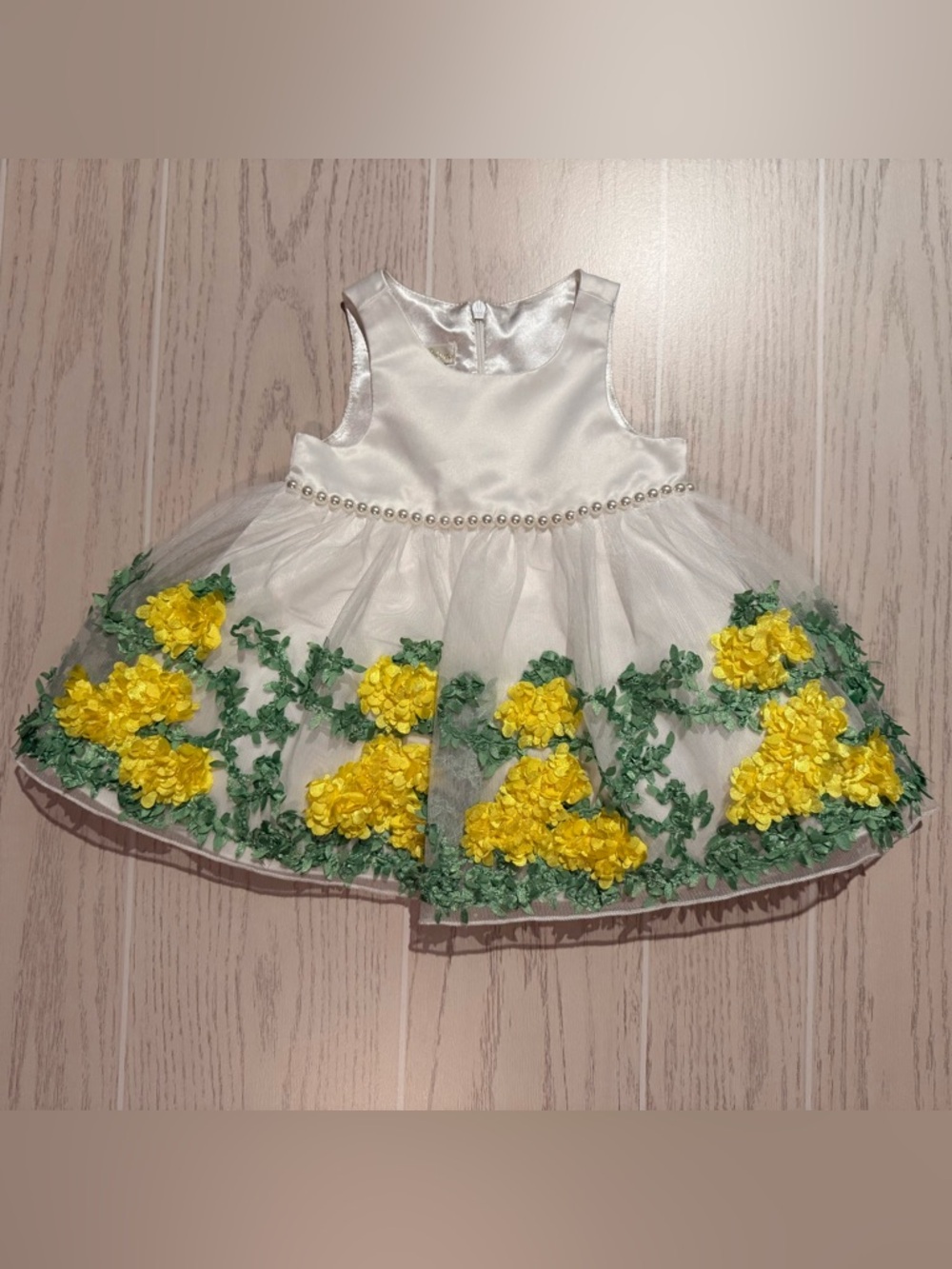American Princess Ivory Tulle Dress Baby Girl 9M‎ Floral Pearl Party